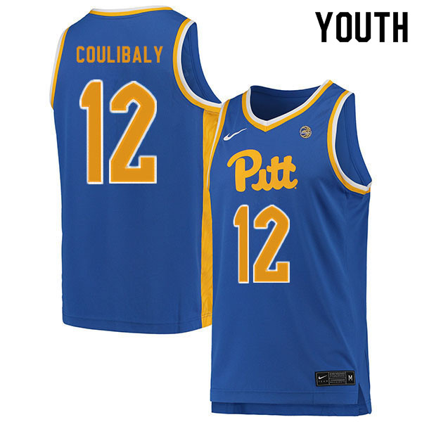 Youth #12 Abdoul Karim Coulibaly Pitt Panthers College Basketball Jerseys Sale-Blue
